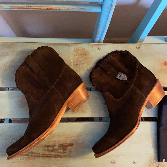 Ralph Lauren Purple Label Brown Suede Ankle Boots - Picture 2 of 13